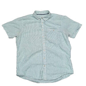 Arturo Calle Button Up Shirt Mens Slim Fit Green linen short sleeve LA005085